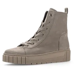 Schnürboots GABOR "Davos", Damen, Gr. 38, grau (fango), Nubukleder, unifarben, modisch, Schuhe, Plateau, Komforschuh, Stiefelette in Schuhweite H (= sehr weit)