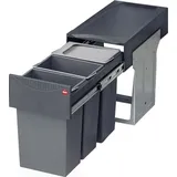 HAILO Abfallsammler 3666132 TZ Swing Terzett 3x 10 Liter mit Biodeckel - Grau/Silber