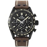 TW Steel Unisex Erwachsene Chronograph Quarz Uhr mit Leder Armband CHS1