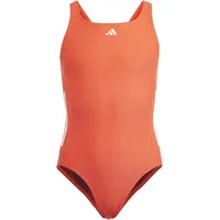 adidas Girl's Cut 3-Stripes Swimsuit Badeanzug, Bright Red/White, 13-14 Years