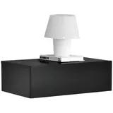 [en.casa] Wandregal Oslo mit Schublade Nachttisch schwebende Nachtkommode Hängeregal Wandboard Nachtkonsole 46x30x15cm Schwarz Hochglanz