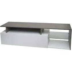 Mendler TV-Rack HWC-L35, Lowboard Fernsehtisch Sideboard TV-Schrank Kommode, Holz 47x170x40cm Staufach, Beton-Optik weiß