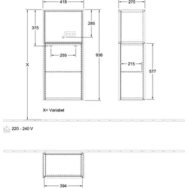 Villeroy & Boch Finion G510HGPC Seitenschrank 41,8 x 93,6 cm Midnight Blue/Blau Spanplatte/Massivholz