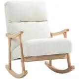 Homcom Schaukelstuhl, ergonomisch, Schwingsessel, Relaxstuhl für Wohnzimmer, Schlafzimmer, Balkon, Cremeweiß