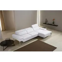 Ecksofa EGOITALIANO "Princess, elegantes Designsofa mit erstklassigem Sitzkomfort, L-Form", weiß, B:282cm H:95cm T:168cm, Leder »BULL« (echtes Rindsleder). Geschliffenes, pigmentiertes und behandeltes Rindsleder mit einer Dicke von 1, 3-1, 5 mm. Dieses Leder zeigt eine ziemlich weiche Hand mit einem halb undurchsichtigen Aussehen. Es handelt sich um ein geschütztes Leder. Eine leichte Deckschicht schützt sie vor Flecken, ohne ihre ursprünglichen Eigenschaften zu verändern. Die geschützten Leder kombinieren