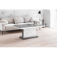 designimpex Couchtisch Design Tisch HM-333 Grau / Weiß Hochglanz höhenverstellbar ausziehbar grau|weiß