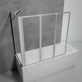 Schulte Badewannenfaltwand 3-teilig mit Seitenwand zum Kleben oder Bohren, alu natur, 1210 x 121 cm, 3 mm Sicherheitsglas (ESG) Klar hell, inkl. Klebemontage, Alu-natur, D133070 01 50