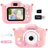 Ainiv Katze Kinder Kamera, 20MP Wiederaufladbar Kinder Digitalkamera, IPS-Bildschirm Kamera Kinder, 1080P HD Kamera mit 32G Karte, Kid Video Camcorder, Selfie Kinder für 3+ Jahre Jungen und Mädchen