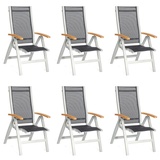 SonnenPartner 6er-Set Klappsessel Florida Aluminium silber/Textilen schwarz Klapp-Sessel Klappstuhl