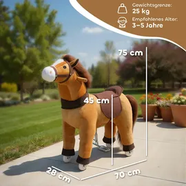 aiyaplay Reitpferd, Spielpferd zum Reiten mit Sattel Rollen, 75 cm Stehpferd Plüschpferd