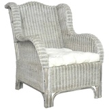 vidaXL Sofa Sessel mit Kissen Grau Natur-Rattan und Leinen grau