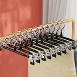 Set Mit 10 Metall-hosenbügeln, Rockbügeln, Verstellbaren, Rutschfesten Clips Zum Aufhängen Von Hosen, Socken Und Jacken, Schwarz