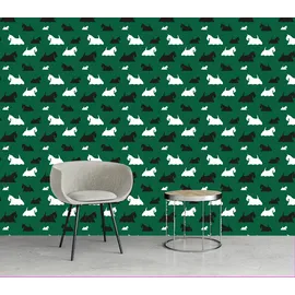 Queence Vinyltapete Josephine, glatt, bedruckt, Fellimitat, Reptilienprägung, tropisch, animal print, Motiv, 90x250cm, selbstklebend, kinderleichte Anbringung, Sticker grün