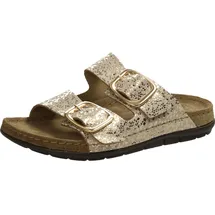 ROHDE Damen Pantolette Leder Schnalle Muster schimmernd Rodigo-D 5857, Größe:37 EU,