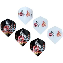 1. FC Köln FC Köln Dart Flights 6er Set | 2 Motive Logohistorie und Stadion bei Nacht | Schwarz und Weiß | Kunststoff