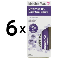 (150 ml, 796,26 EUR/1L) 6 x (BetterYou Vitamin K2 Oral Daily Oral Spray - 25 ml