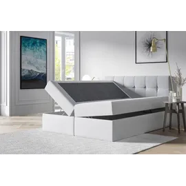 Fun Möbel Boxspringbett Schlafzimmerbett BURGOS 180x200cm Stoff Fresh Grau - Grau