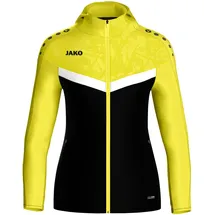 Jako Damen Kapuzenjacke Iconic Schwarz/Soft Yellow 42