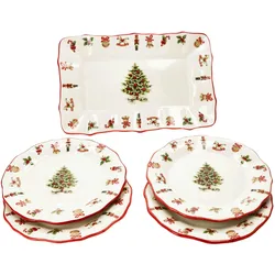 5tlg Stollen-Set Maestro Natale 4 Pers. Kuchenteller Stollenplatte Weihnachten