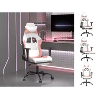 VidaXL Gaming-Stuhl mit Massage & Fußstütze Weiß und Rosa
