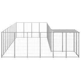 vidaXL Hundezwinger 19,36 m2 Stahl Silber