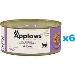 APPLAWS Cat Adult Mackerel with Sardine in Broth Makrele und Sardine in Brühe 6x156 g