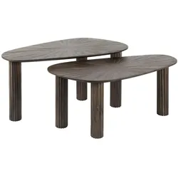 KAWOLA Couchtisch INKA Set 2-tlg. Teakholz braun nierenförmig