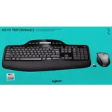 Logitech Tastatur/Maus Set MK710, Wireless, Unifying, schwarz Performance, DE, Optisch, 1000 dpi, Retail