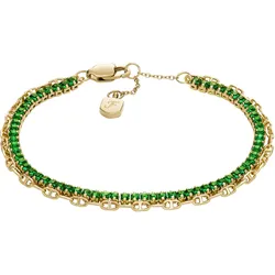 Armband FOSSIL "Schmuck Geschenk Metall Armkette Heritage, JA7272710, JA7273040", gold (gelbgoldfarben, grün, grün), Armbänder, Damen, Metall, mit Glasstein