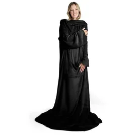 Blumtal Wohndecke Kuscheldecke mit Ärmeln und Fußtasche Blumtal schwarz