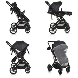 Moni Kombikinderwagen Rafaello 2 in 1, umbaubar, Sportsitz, Fußabdeckung, Tasche schwarz