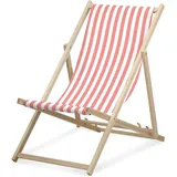 Liegestuhl - schmal gestreift - Aprikose - klappbar - aus Buchenholz - bis 95kg belastbar - 3fach verstellbare Lehne - Strandliege - Orange
