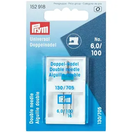 Prym 152918 Doppel-Nähmaschinennadel Universal, 130/705, 100/6,0mm