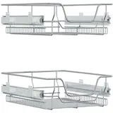 vidaXL Küchen-drahtkörbe 2 Stk. Ausziehbar Silbern 45 Cm - vidaXL