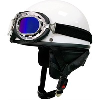 VVPEC Halbschalenhelm mit ECE, Jethelm Retro, Chopper Helm, Scooter-Helm, Fahrradhelm, mit Schutzbrille und Schnellverschlussschnallen für Damen Herren Erwachsene (Color : F, Size : L(59~60cm))