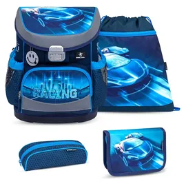 Belmil Mini-Fit Schulranzen-Set 4tlg Racing Blue Neon