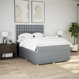 vidaXL Boxspringbett mit Matratze Hellgrau 140x200 cm Stoff