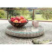 Destiny Drehteller Vintage Weiß Lazy Susann Drehtisch Polyrattan Glas für Luna Tisch - Ohne Tisch - - Weiß