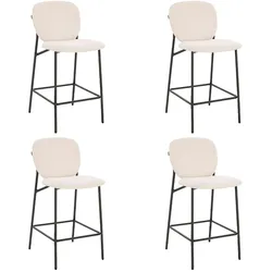 Home Deluxe GmbH HOME DELUXE CELDA Bouclé  Samt - 4er Set Weiß | Barstühle, Küchenstühle, Tresenhocker, Esszimmer, Küche, Barstuhl