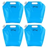 SPTwj 4 x Wasserkanister faltbar 5L Tragbar Trinkwasser Wasserbehälter Camping Faltkanister BPA frei, lebensmittelecht für Wandern Travel Picknick Travel BBQ Usw - Blau Wassertank