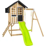 zwerkules Spielhaus Holli 2 mit Rutsche und Schaukel Natur