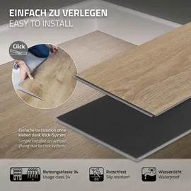 ML-Design PVC Bodenbelag Click Vinyl-Dielen 4,2mm, 35 Tlg Golden Hour Eiche Braun Holzoptik, wasserfest, Belastungsklasse 34