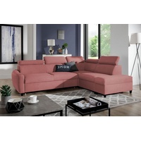 Fun Möbel Ecksofa Schlafsofa Sofa ANTON in Stoff Esito Rosa Ottomane Rechts