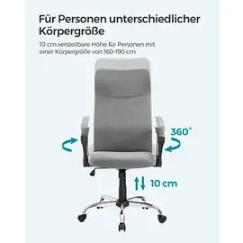 Songmics Bürostuhl, OBN034G01 Stoff grau, Gestell silber