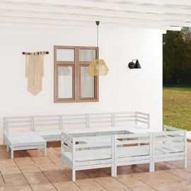 vidaXL Garten-Lounge-Set 11-tlg. weiß Kiefer