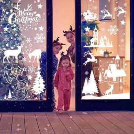 luxuskollektion Fensterbilder Weihnachten Selbstklebend Weiß Schneeflocken
