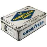 Nostalgic Art Nostalgic-Art Retro Vorratsdose Flach, 2,5 l, Goodyear – Logo White – Geschenk-Idee für Motor-Fans, Blech-Dose mit Deckel, Vintage Design