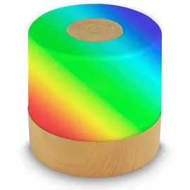 B.K.Licht Außen-Tischleuchte "BKL1591 Kabellose RGB Tischlampe, 4-Stufen Dimmer, mit USB", braun (holzfarbend), 1, Ø 7cm H: 7cm, 1 Stk., Leuchten, 2.700 K, 200 Lm, 2,5W, IP44, nicht dimmbar, 7x7cm, Holzfarben