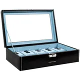 FRIEDRICH23 Uhrenbox Bond für 10 Uhren mit Glasdeckel Schwarz