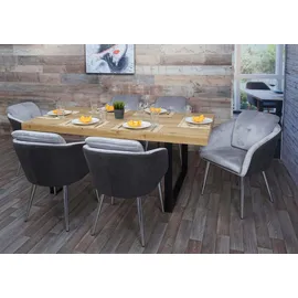 MCW Esszimmerstuhl G48 Kunstleder Samt grau 6er Set